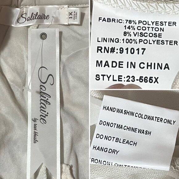 Solitaire SOLITAIRE Crochet Lace Pants Ankle Beige Natural Plus 1X NWT - Picture 11 of 12